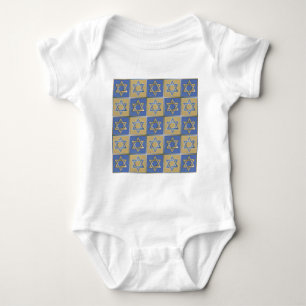 Judaica Star Of David Metal Gold Blue Baby Bodysuit