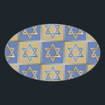 Judaica Star Of David Metal Gold Blue Oval Sticker<br><div class="desc">You are viewing The Lee Hiller Design Collection. Apparel,  Gifts & Collectibles  Lee Hiller Photography or Digital Art Collection. You can view her Nature photography at http://HikeOurPlanet.com/ and follow her hiking blog within Hot Springs National Park.</div>