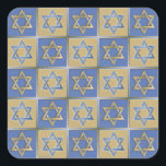 Judaica Star Of David Metal Gold Blue Square Sticker<br><div class="desc">You are viewing The Lee Hiller Design Collection. Apparel,  Gifts & Collectibles  Lee Hiller Photography or Digital Art Collection. You can view her Nature photography at http://HikeOurPlanet.com/ and follow her hiking blog within Hot Springs National Park.</div>