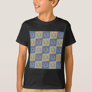 Judaica Star Of David Metal Gold Blue T-Shirt