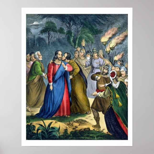 Judas Betrays his Master, from a bible printed by Poster (Front)