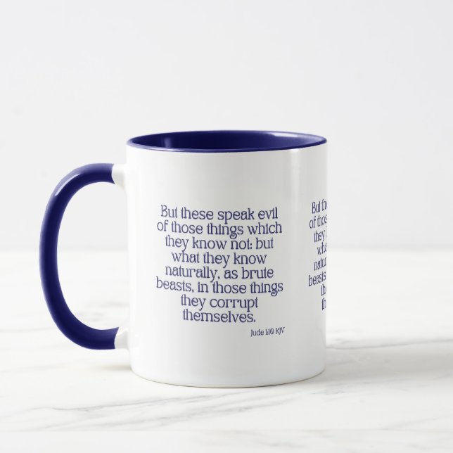 Jude 1:10 KJV Bible Verse Two-Tone Mug (Left)