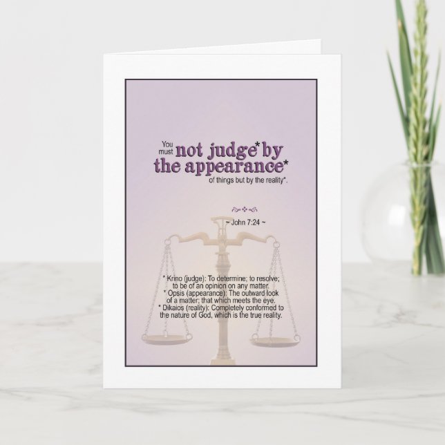 Judge by God's reality - John 7:24 Card (Front)