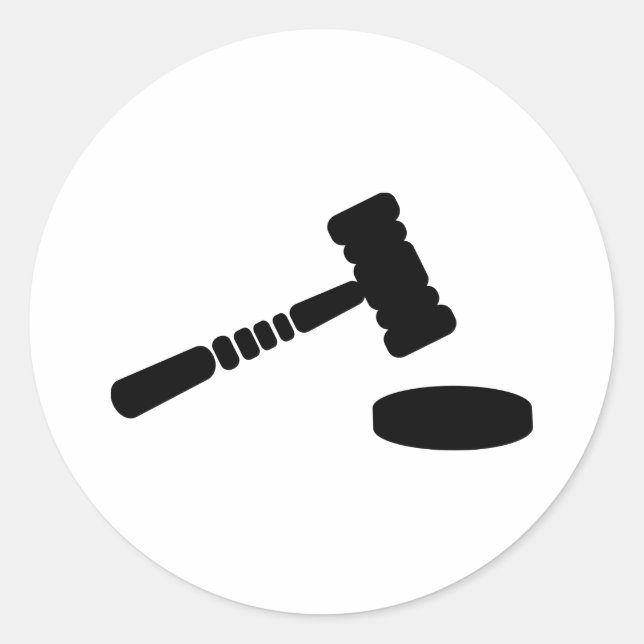 Judge hammer classic round sticker (Front)