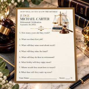 Judge Retirement Trivia Party Game Advice Card