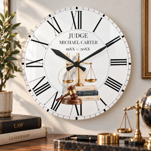 Judge Retirement Years of Service Gift Keepsake Large Clock