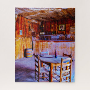 Judge Roy Bean Saloon Texas.Christmas Greetings Jigsaw Puzzle