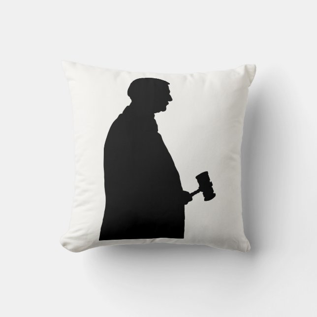 Judge With Gavel Silhouette Cushion (Front)