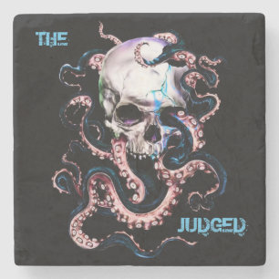 Judged Octopus Skull Marble Stone Coaster