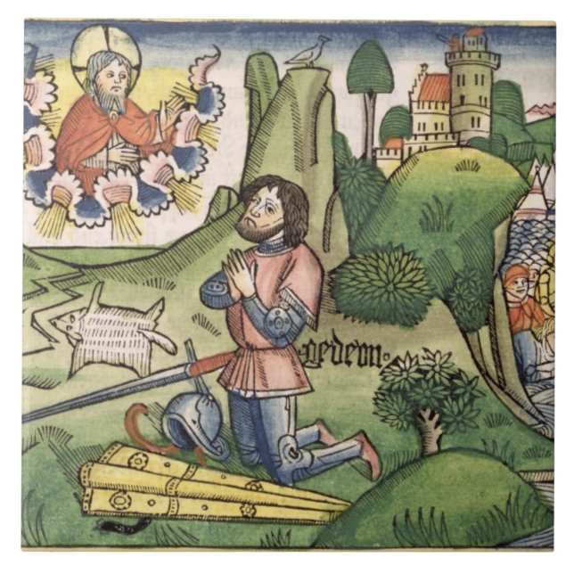 Judges 6 36 Gideon puts out the fleece, from the ' Tile (Front)