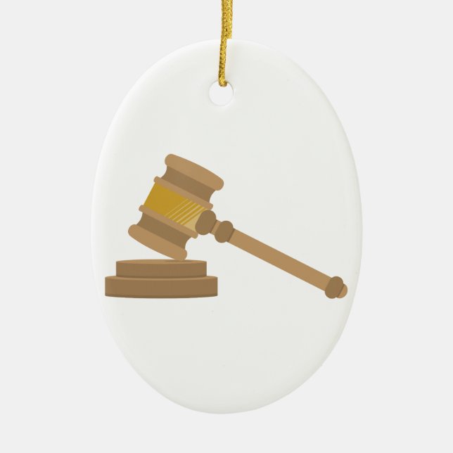 Judges Gavel Ceramic Tree Decoration (Front)