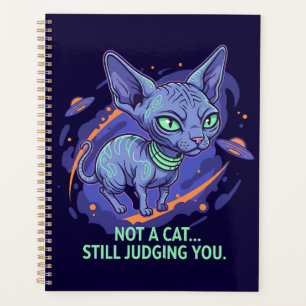 Judging Alien Sphynx Cat Sci-Fi Humor Art Planner