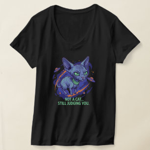 Judging Alien Sphynx Cat Sci-Fi Humor Art T-Shirt