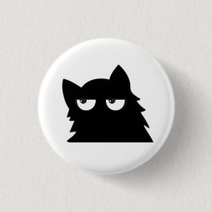 Judging Black Cat Funny Minimal Cat Design 3 Cm Round Badge