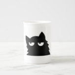 Judging Black Cat Funny Minimal Cat Design Bone China Mug<br><div class="desc">A funny minimalist black cat with a judging expression and unimpressed eyes. This sarcastic cat design perfectly captures that classic cat attitude everyone loves. Simple, clean, and expressive, this design is great for people who love cats with personality. Perfect for introverts, cat lovers, and anyone who enjoys humorous animal designs....</div>