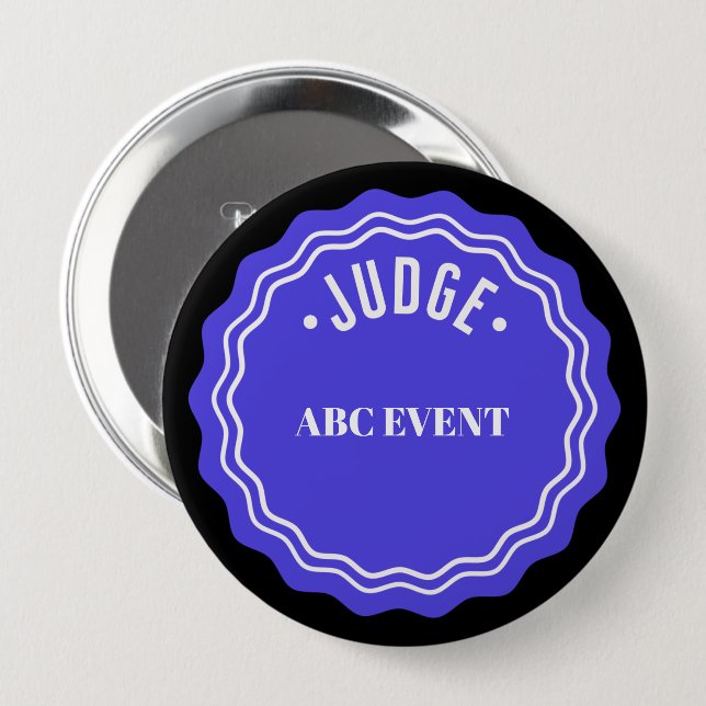 Judging Contest Modern Ribbon Judge  10 Cm Round Badge (Front & Back)