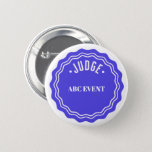 Judging Contest Modern Ribbon Judge  6 Cm Round Badge<br><div class="desc">Modern blue and white colour toned judge button for beauty pageants,  baking contests,  chilli cook-off, science fairs, mock trial, competitions and other events that are judged.</div>