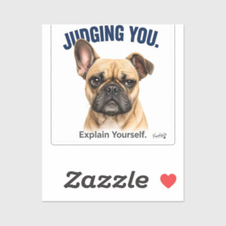 Judging French Bulldog Sticker for Laptop or Water