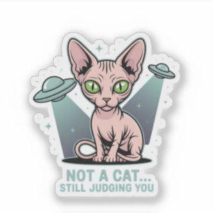 Judging Sphynx Cat UFO Alien Humor Art