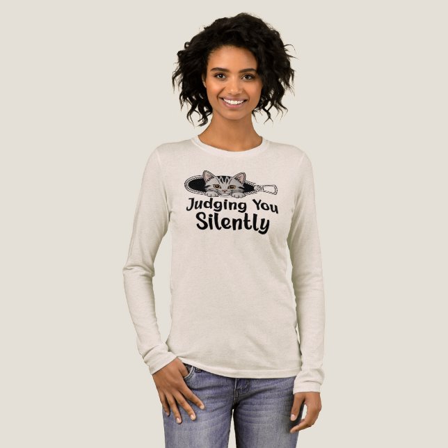 Judging You Silently Cat Tri-Blend Shirt (Full Front)