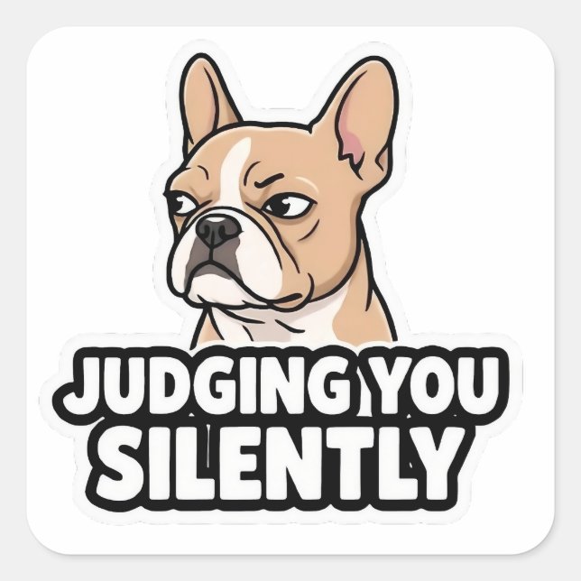 Judging You Silently - Fawn Frenchie Sticker (Front)