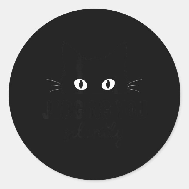 Judging You Silently Funny Black Cat Staring Meme Classic Round Sticker (Front)