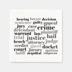Judicial Legal Terns Word Cloud Design Napkin