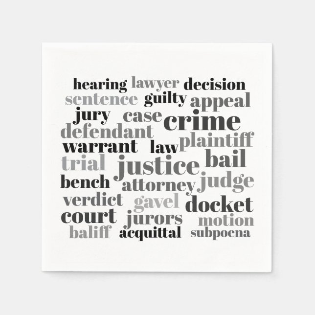 Judicial Legal Terns Word Cloud Design Napkin (Front)