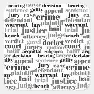 Judicial Legal Terns Word Cloud Design Square Sticker