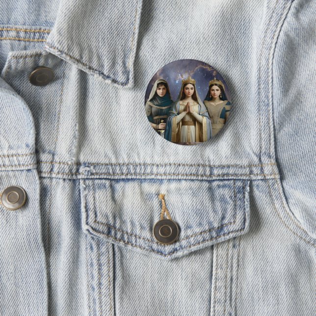 Judith, Esther & Blessed Virgin Mary Button Pin (In Situ)