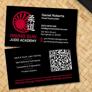 Judo academy instructor - Kanji and rising sun Business Card