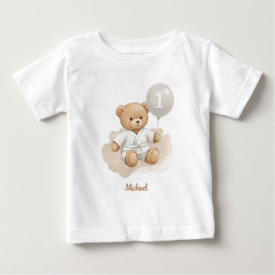 Judo Bear’s First Belt" – 1st Birthday White Belt Baby T-Shirt