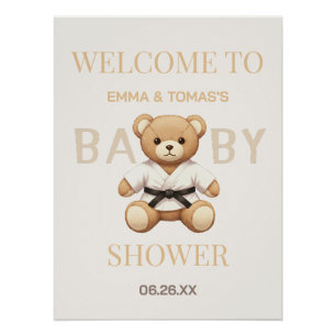 Judo Black Belt Bear Baby Shower Collection Poster