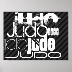 Judo; Black & Dark Grey Stripes Poster