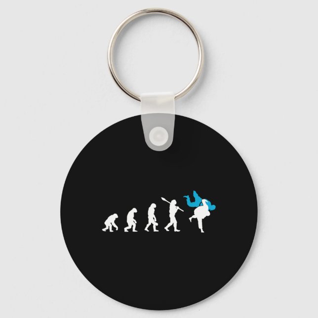 Judo Evolution Cool Judoka Retro Gift Key Ring (Front)