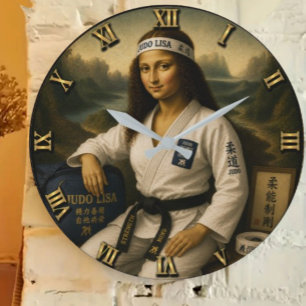Judo Funny Mona Lisa Martial Arts Gift Large Clock