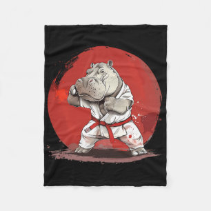 Judo Hippo Nature Kickboxing Taekwondo Martial Art Fleece Blanket
