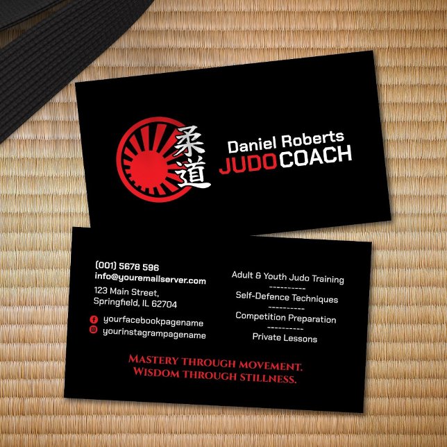Judo instructor - Kanji and Rising Sun Business Card (Creator Uploaded)