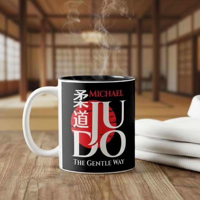 Judo -Kanji, Rising Sun Two-Tone Coffee Mug (Creator Uploaded)