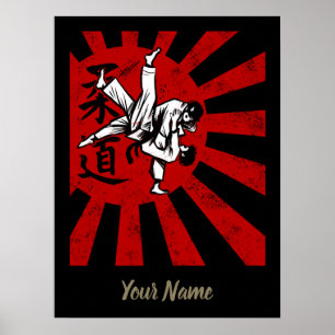 Judo Martial Arts Japanese Vintage Retro Design Poster