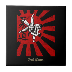 Judo Martial Arts Japanese Vintage Retro Design Tile