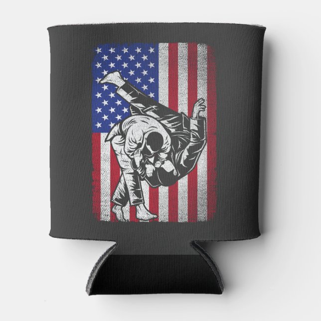 Judo Martial Arts Usa American Flag Judoist Men Wo Can Cooler (Front)