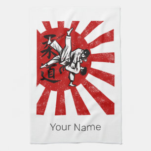 Judo Martial Arts with vintage japanese Rising Sun Tea Towel