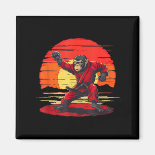 Judo Monkey Sunset Kung Fu Taekwondo Judo Monkey Magnet