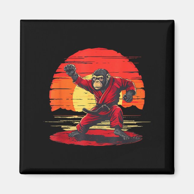 Judo Monkey Sunset Kung Fu Taekwondo Judo Monkey Magnet (Front)