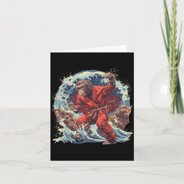 Judo Monkey Waves Judo Monkey Lover Taekwondo Kung Card (Front)