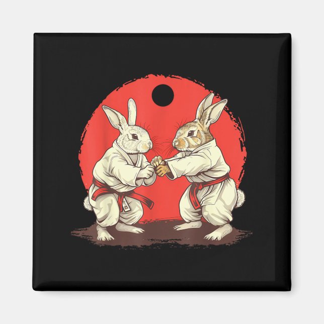 Judo Rabbit Bunny Nature Kickboxing Taekwondo Magnet (Front)