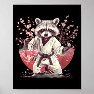 Judo Racoon Nature Kickboxing Taekwondo Martial Poster