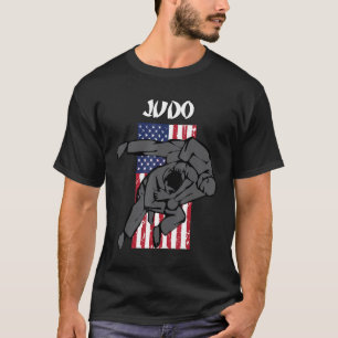 Judo sparring Design with Emblem and USA Flag T-Shirt
