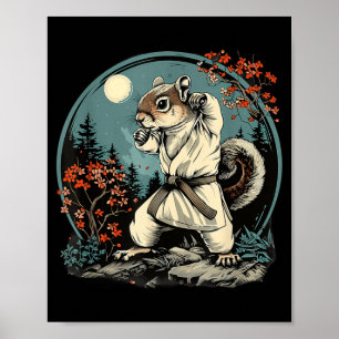 Judo Squirrel Kickboxing Moon Martial Arts Judo Poster
